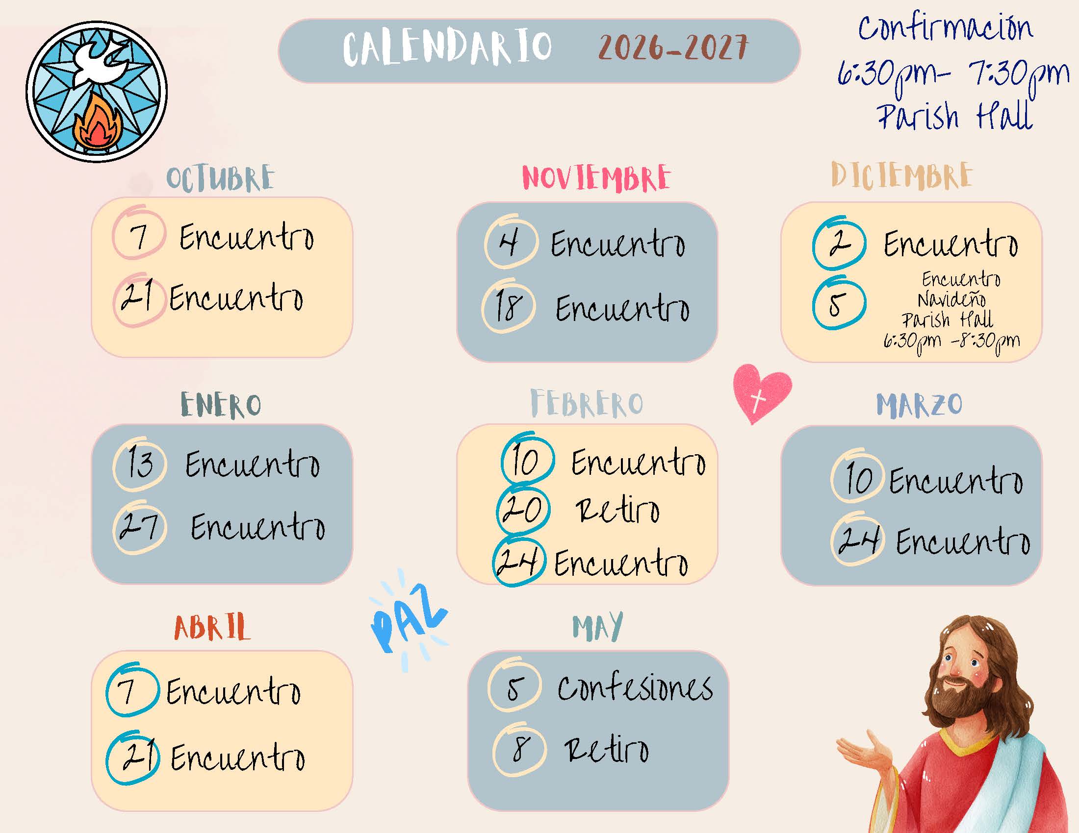 Calendario de cumpleaños anual infantil ilustrado pasteles 3 Page 1