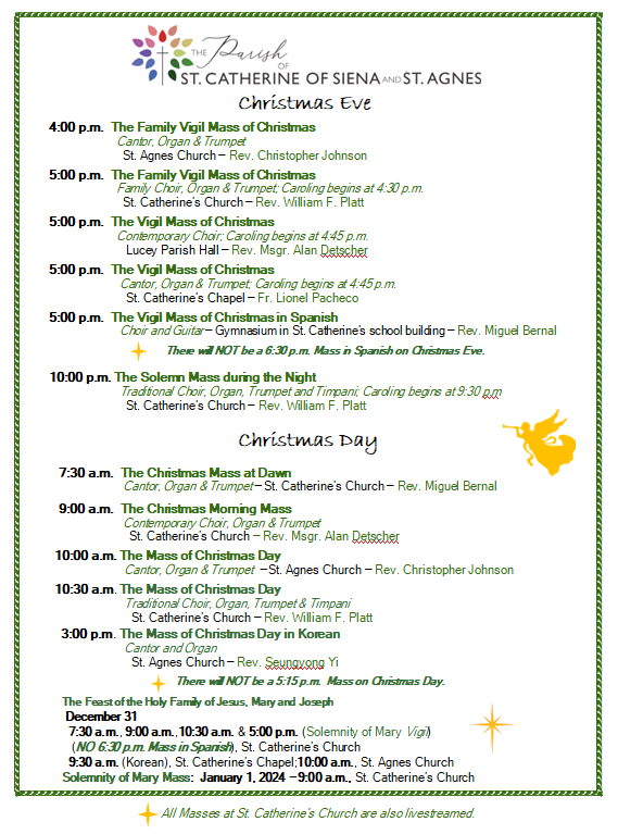 Christmas Eve and Christmas Day 2023 with Celebrants